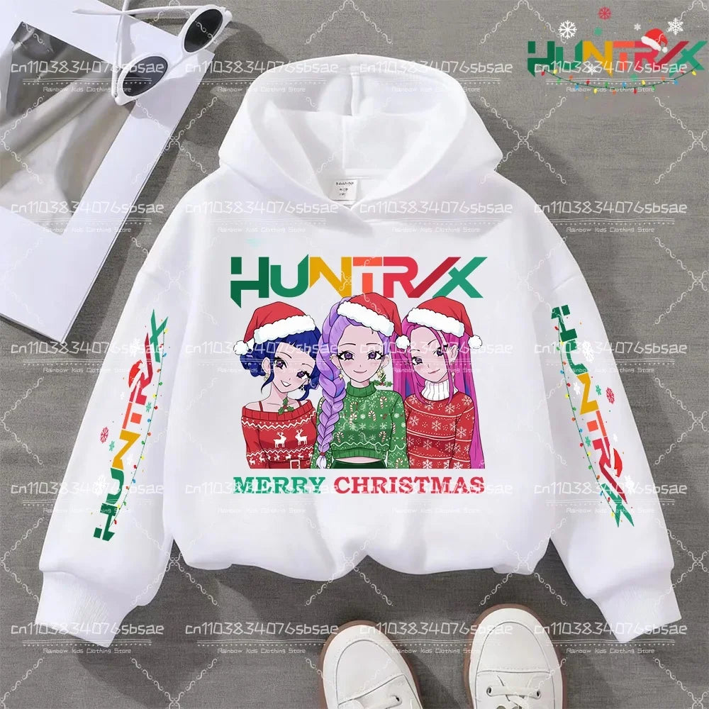 KPop Demon Hunters Hoody Y2K KPop Demon Hunters Christmas Hoodies Girls Boys Rumi Autumn Casual Long Sleeve Children's Clothing