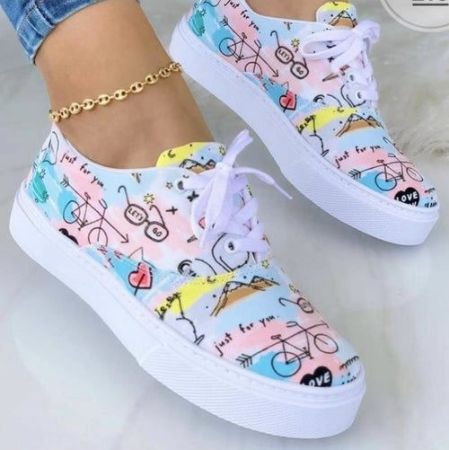 2022 Fashion Graffiti Women Sneakers Trainers Shoes--ANDROMEDA QUINNS | AURELLE'S-ANDROMEDA QUINNS | AURELLE'S