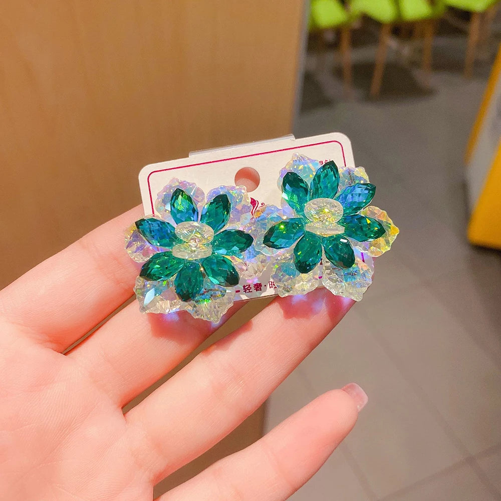 2025 New Colorful Purple Crystal Flower Dangle Drop Earrings for Women Trend Korea Fashion Luxury Wedding Party Banquet Jewelry--ANDROMEDA QUINNS | AURELLE'S-ANDROMEDA QUINNS | AURELLE'S