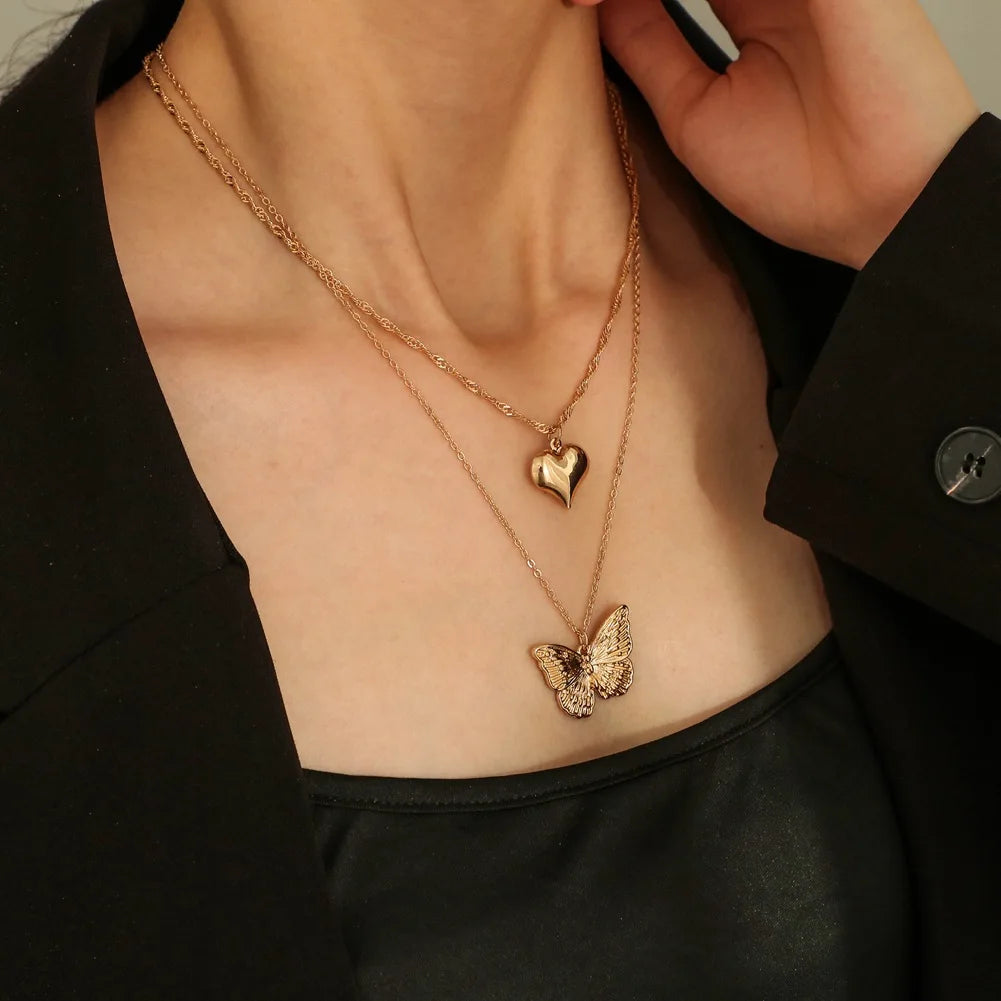 Vintage Butterfly Necklace Women Golden Stainless Steel Blade Snake Chains Aesthetic Charms Choker Women jewelry Gift To Mujer--ANDROMEDA QUINNS | AURELLE'S-ANDROMEDA QUINNS | AURELLE'S