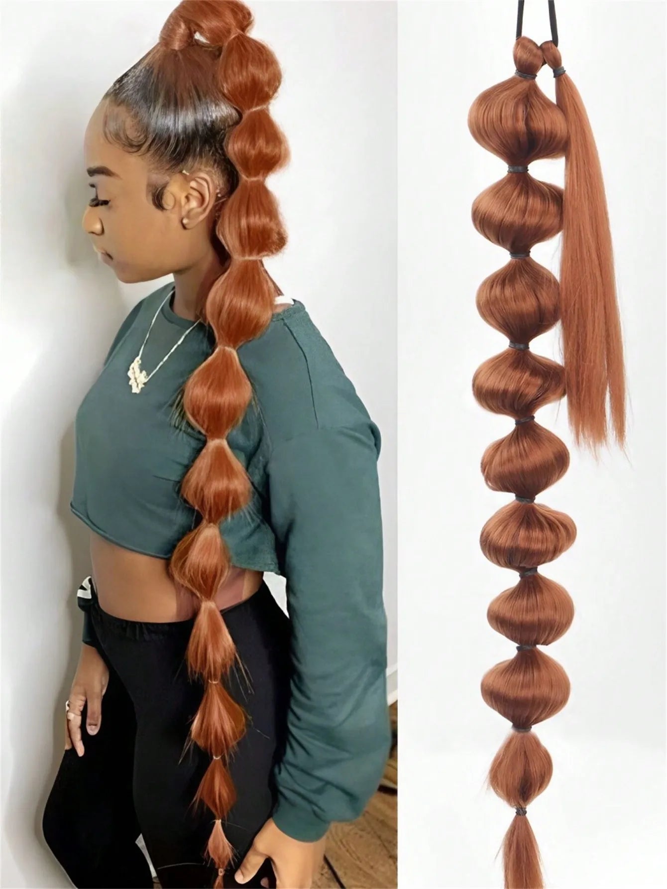 Bubble Ponytail Extension Synthetic Warp Around Ponytail Hair Extensions For Women Lantern Bubble Ponytail Natural Black Brown
