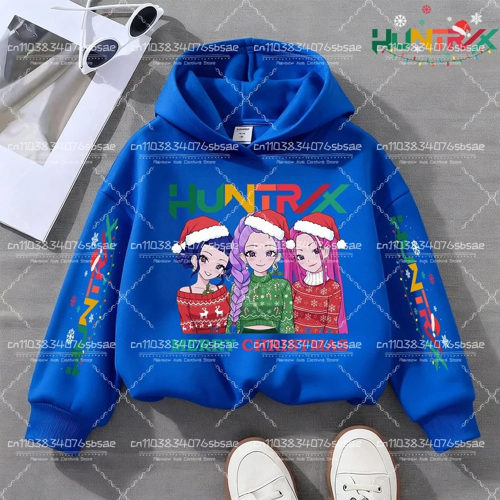 KPop Demon Hunters Hoody Y2K KPop Demon Hunters Christmas Hoodies Girls Boys Rumi Autumn Casual Long Sleeve Children's Clothing
