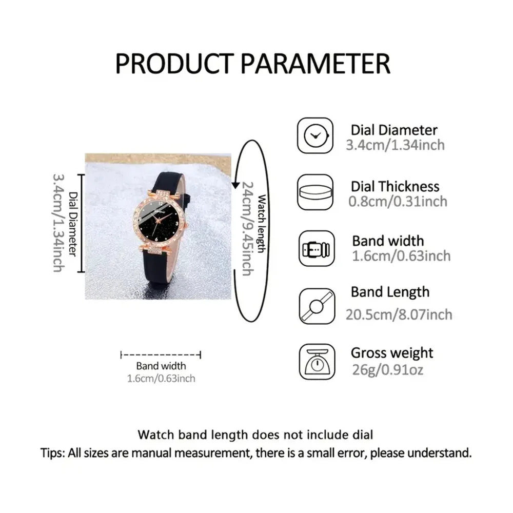 Womens Watches 5Pcs Set Luxury Rhinestone Women Fashion Elegant Wristwatch Quartz Watch For Girl WristWatch Bracelet Gift--ANDROMEDA QUINNS | AURELLE'S-ANDROMEDA QUINNS | AURELLE'S