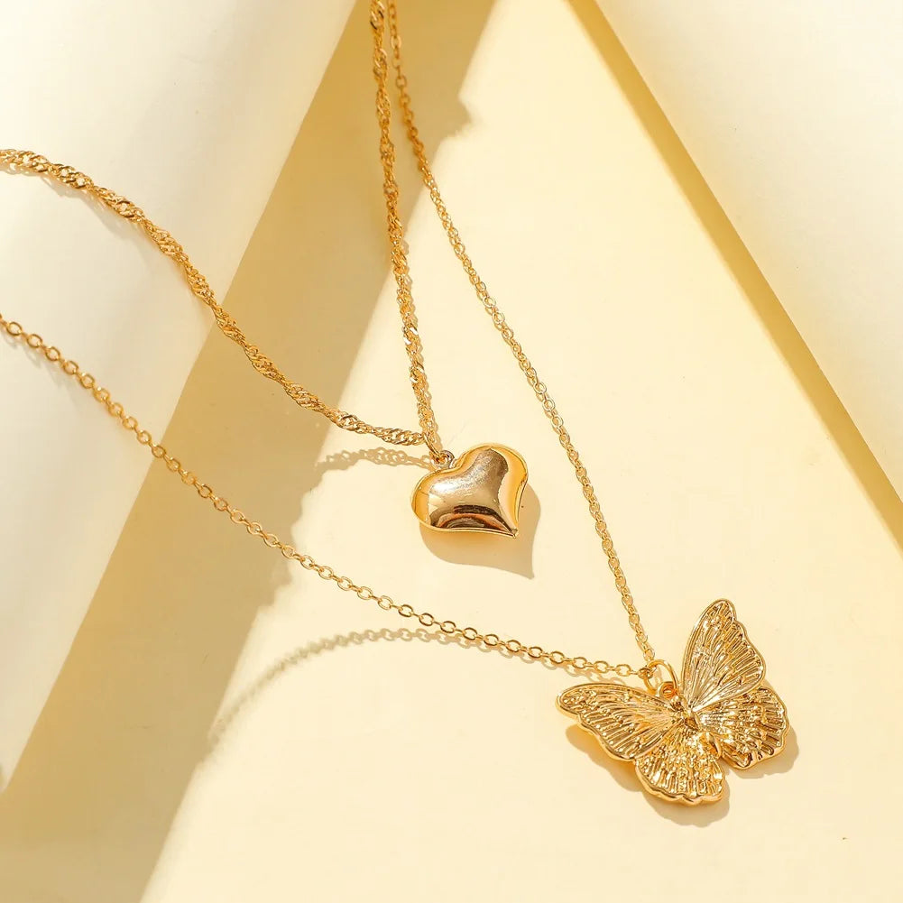 Vintage Butterfly Necklace Women Golden Stainless Steel Blade Snake Chains Aesthetic Charms Choker Women jewelry Gift To Mujer--ANDROMEDA QUINNS | AURELLE'S-ANDROMEDA QUINNS | AURELLE'S