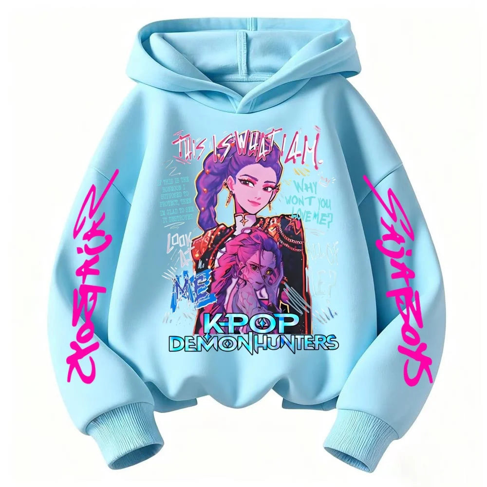 Children's KPOP Huntrix Rumi Pattern Sweatshirt Cartoon Character Printed Casual Long Sleeve Boys' and Girls' Hoodies