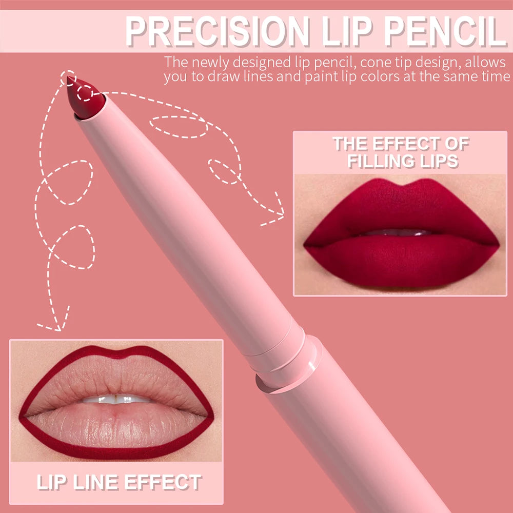 6pcs Lip Liner Pen Set Long-Lasting, Waterproof Sweatproof, Easy Coloring Non-fading Color Rendering Lip Gloss Set Beauty Makeup--ANDROMEDA QUINNS | AURELLE'S-ANDROMEDA QUINNS | AURELLE'S