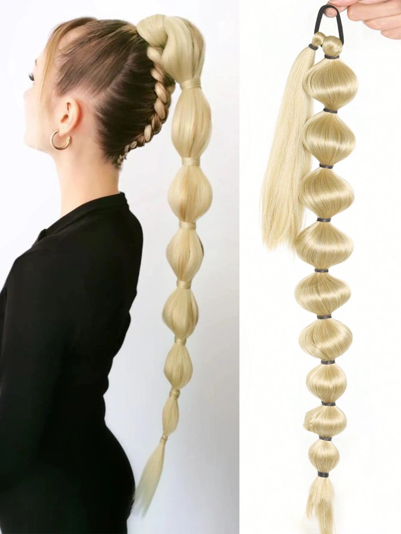 Bubble Ponytail Extension Synthetic Warp Around Ponytail Hair Extensions For Women Lantern Bubble Ponytail Natural Black Brown