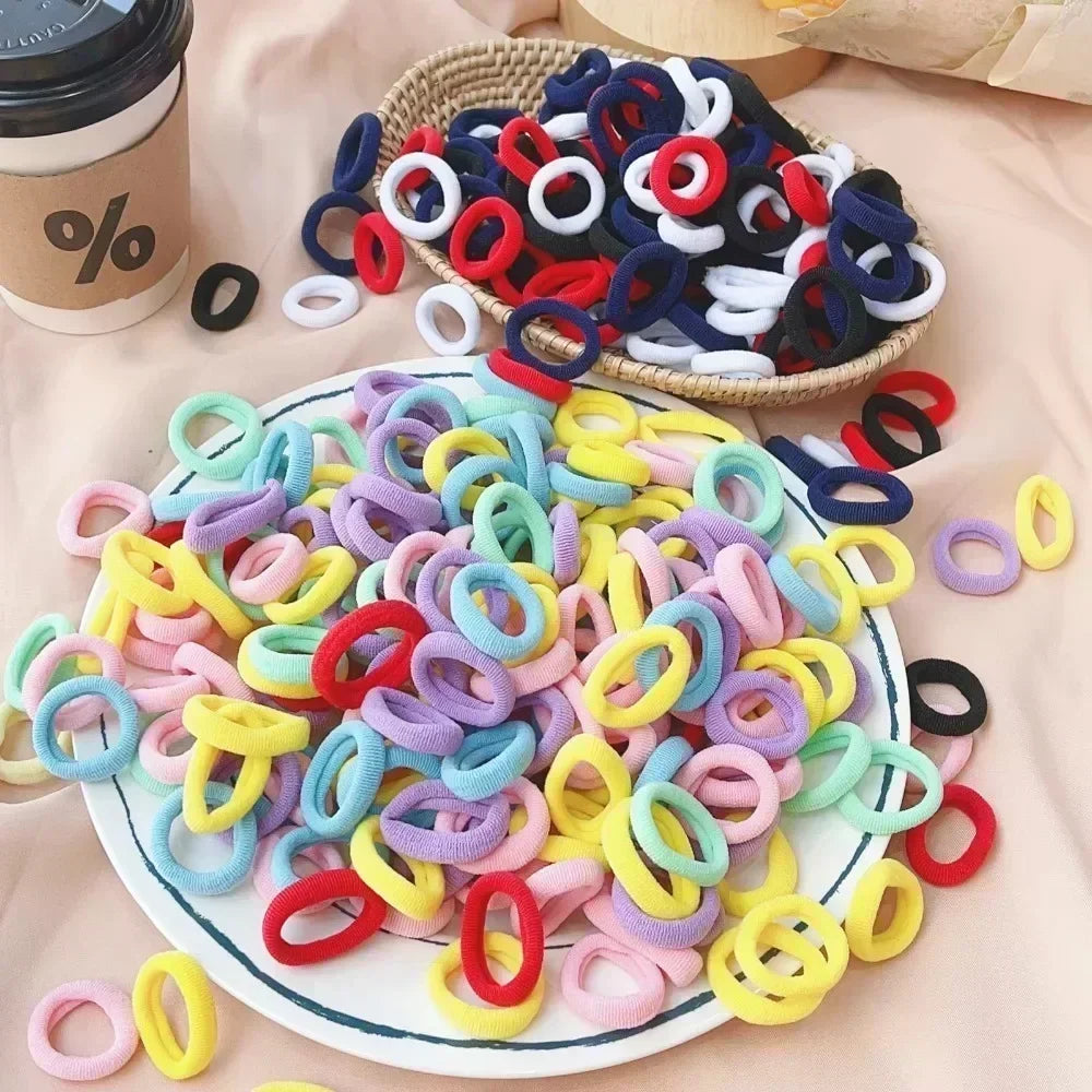 50Pcs/bag Colorful Basic Nylon Ealstic Hair Ties for Girls Ponytail Hold Scrunchie Rubber Band Kid Fashion Hair Accessories--ANDROMEDA QUINNS | AURELLE'S-ANDROMEDA QUINNS | AURELLE'S