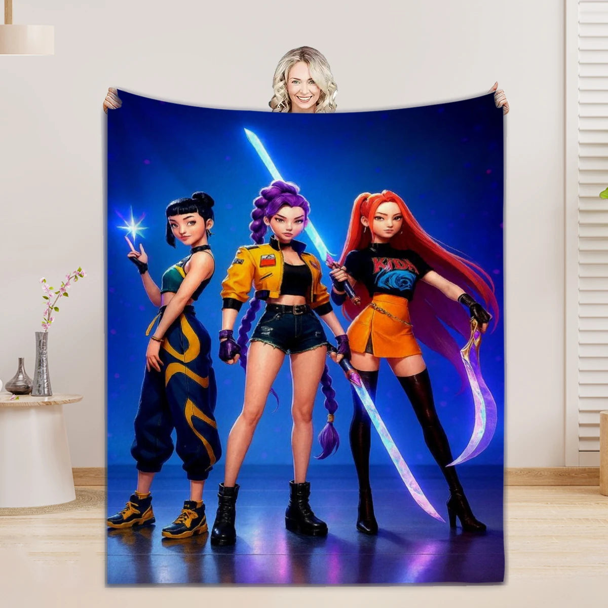 Rumi K-Pop Blanket Demon Hunters Blanket Girls Boys Plush Throw Blanket Kids Gift 3D Printing Ded Blanket Girls Gift Decoration