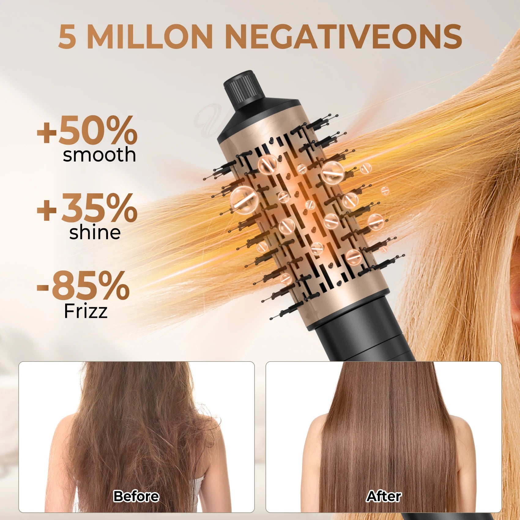 Hair Dryer Brush 3-in-1 Rotating Round Hot Air Spin Brush Set 2 Detachable Auto Rotating Curling Brush Hot Air Styler--ANDROMEDA QUINNS | AURELLE'S-ANDROMEDA QUINNS | AURELLE'S