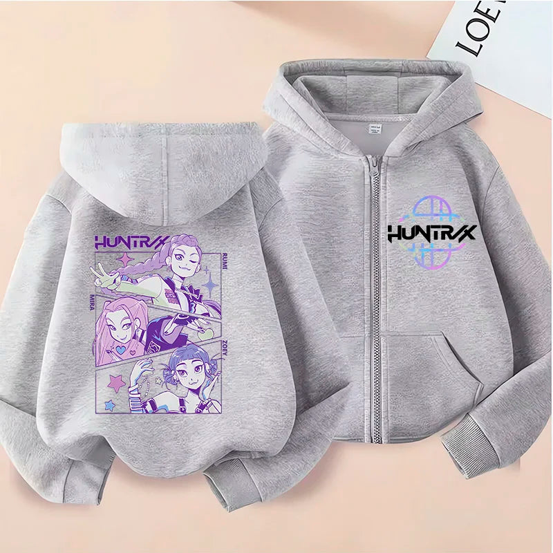 Y2k  Zip Up Sweatshirts Kpop Demon Hunters Hoodie Coat Children Clothes Kid Girl Boy Sweatshirt Zipper Hoody Baby Casual Top