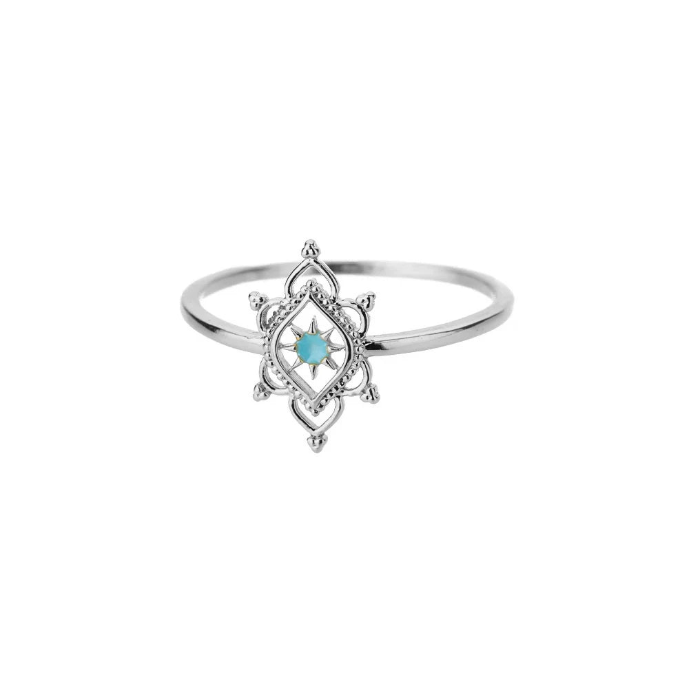 Stainless Steel Lotus Flower Ring for Women Gold Color Vintage Stone Opal Oval Flower Ring Fashion Aesthetic Jewelry Gift--ANDROMEDA QUINNS | AURELLE'S-ANDROMEDA QUINNS | AURELLE'S