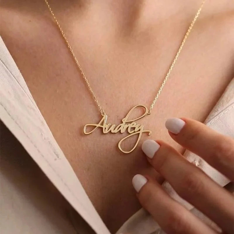 Customized Name Letter Necklace Personalized Stainless Steel Simple Pendant Clavicle Chain Women's Jewelry Valentine's Day Gift--ANDROMEDA QUINNS | AURELLE'S-ANDROMEDA QUINNS | AURELLE'S