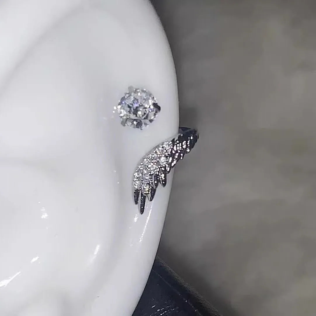LATS 1pcs Silver Color Wing Ear Bone Nail for Women New Fashion Zircon Earrings Accessories Fashion Jewelry--ANDROMEDA QUINNS | AURELLE'S-ANDROMEDA QUINNS | AURELLE'S