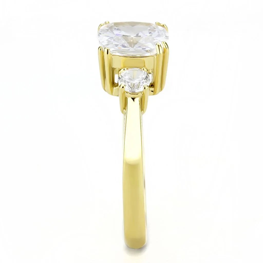 TK3674 - IP Gold(Ion Plating) Stainless Steel Ring with AAA Grade CZ  in Clear-Ring-ANDROMEDA QUINNS | AURELLE'S-Alamode