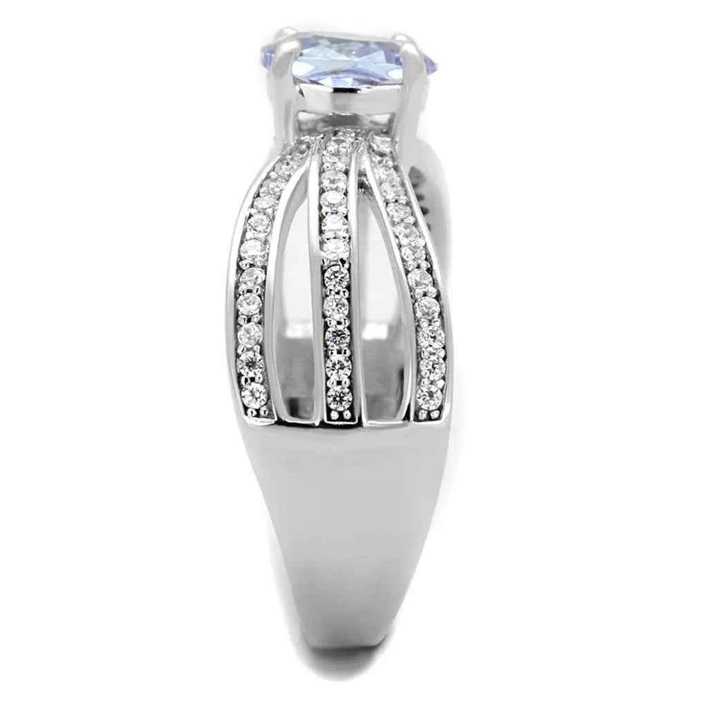 TS265 - Rhodium 925 Sterling Silver Ring with AAA Grade CZ  in Light Amethyst-Ring-ANDROMEDA QUINNS | AURELLE'S-Alamode
