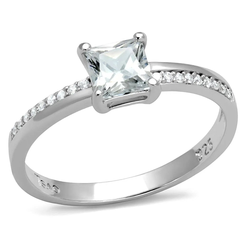 TS558 - Rhodium 925 Sterling Silver Ring with AAA Grade CZ  in Clear-Ring-ANDROMEDA QUINNS | AURELLE'S-Alamode