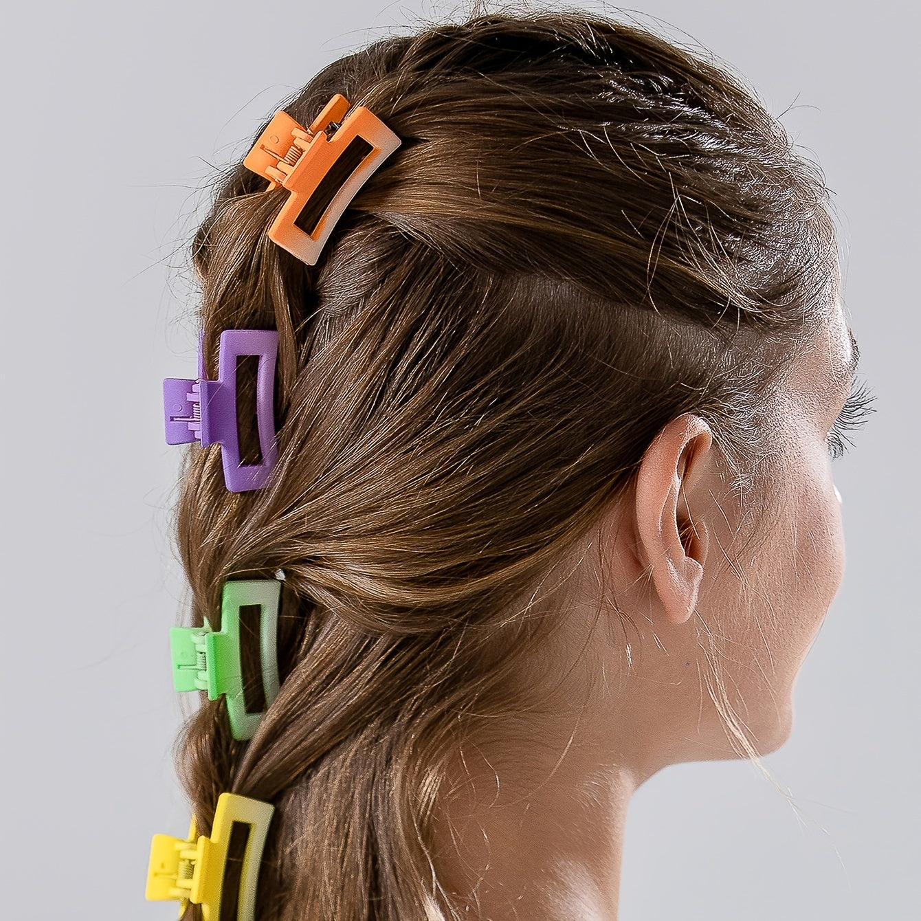 6pcs Multicolored Macaroon Hair Clips, Small Square Plastic Hair Claws.--ANDROMEDA QUINNS | AURELLE'S-ANDROMEDA QUINNS | AURELLE'S