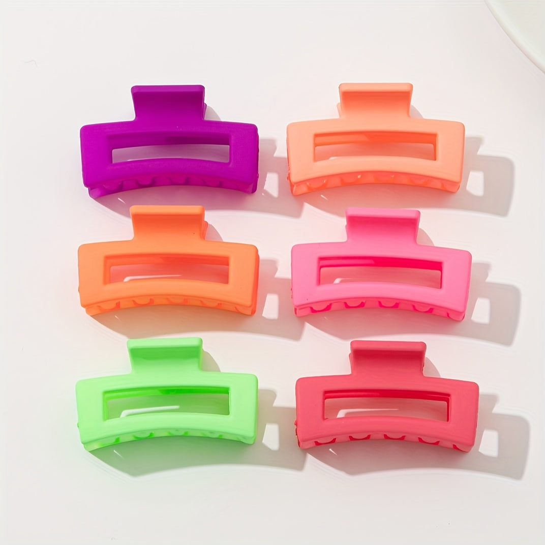 6pcs Multicolored Macaroon Hair Clips, Small Square Plastic Hair Claws.--ANDROMEDA QUINNS | AURELLE'S-ANDROMEDA QUINNS | AURELLE'S
