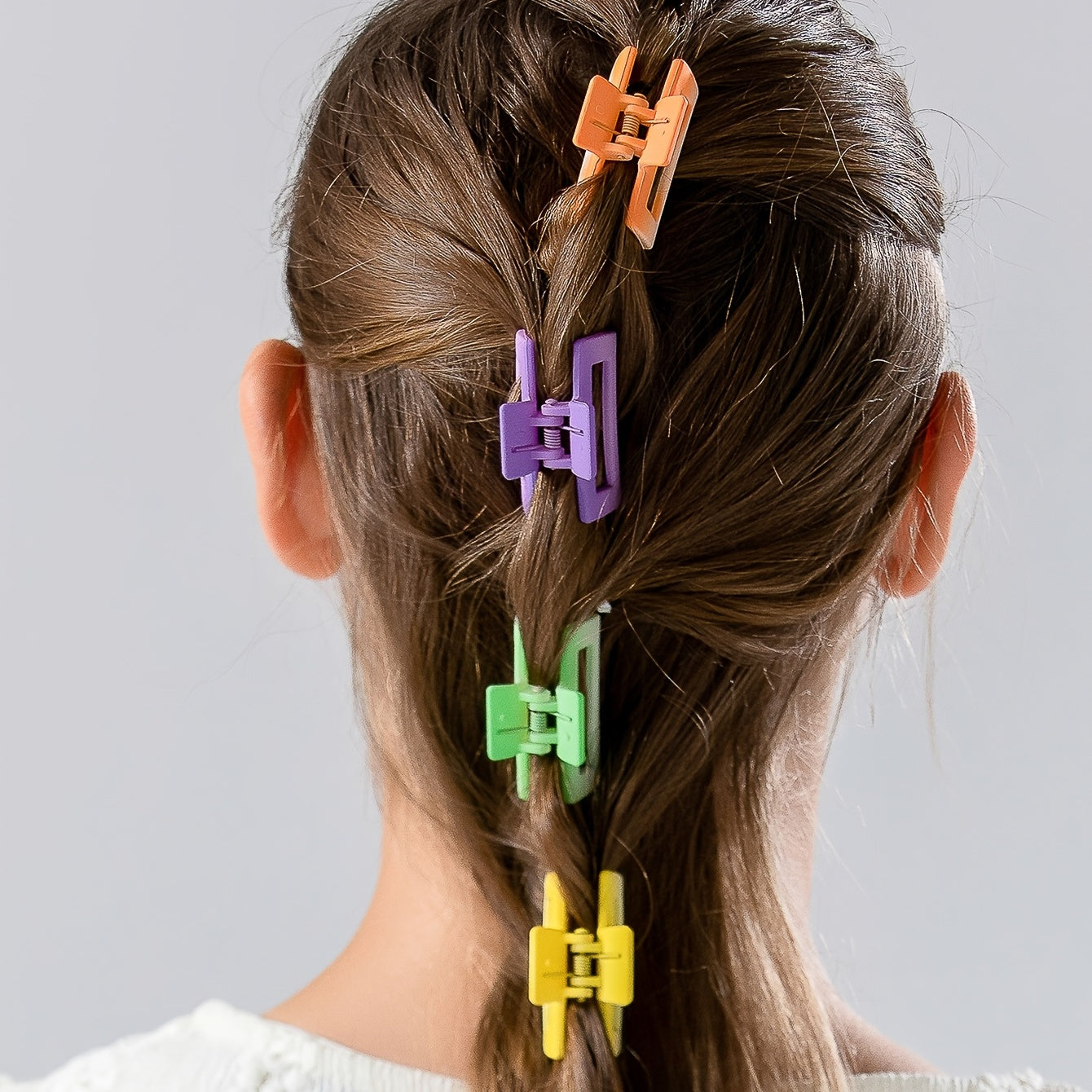 6pcs Multicolored Macaroon Hair Clips, Small Square Plastic Hair Claws.--ANDROMEDA QUINNS | AURELLE'S-ANDROMEDA QUINNS | AURELLE'S