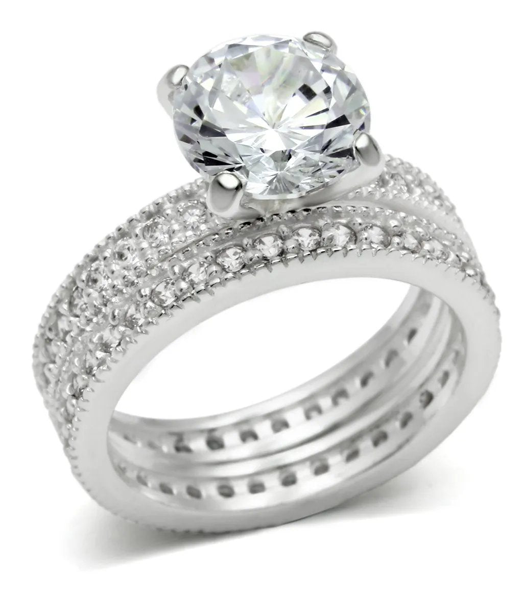LOS527 - Rhodium 925 Sterling Silver Ring with AAA Grade CZ  in Clear-Ring-ANDROMEDA QUINNS | AURELLE'S-Alamode