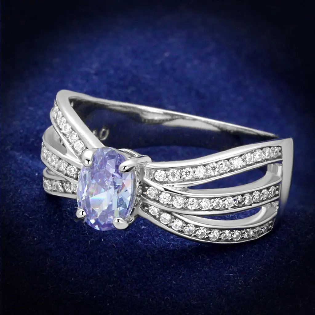 TS265 - Rhodium 925 Sterling Silver Ring with AAA Grade CZ  in Light Amethyst-Ring-ANDROMEDA QUINNS | AURELLE'S-Alamode