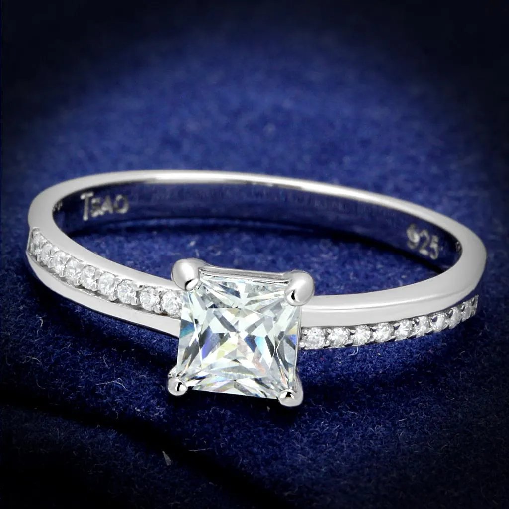 TS558 - Rhodium 925 Sterling Silver Ring with AAA Grade CZ  in Clear-Ring-ANDROMEDA QUINNS | AURELLE'S-Alamode